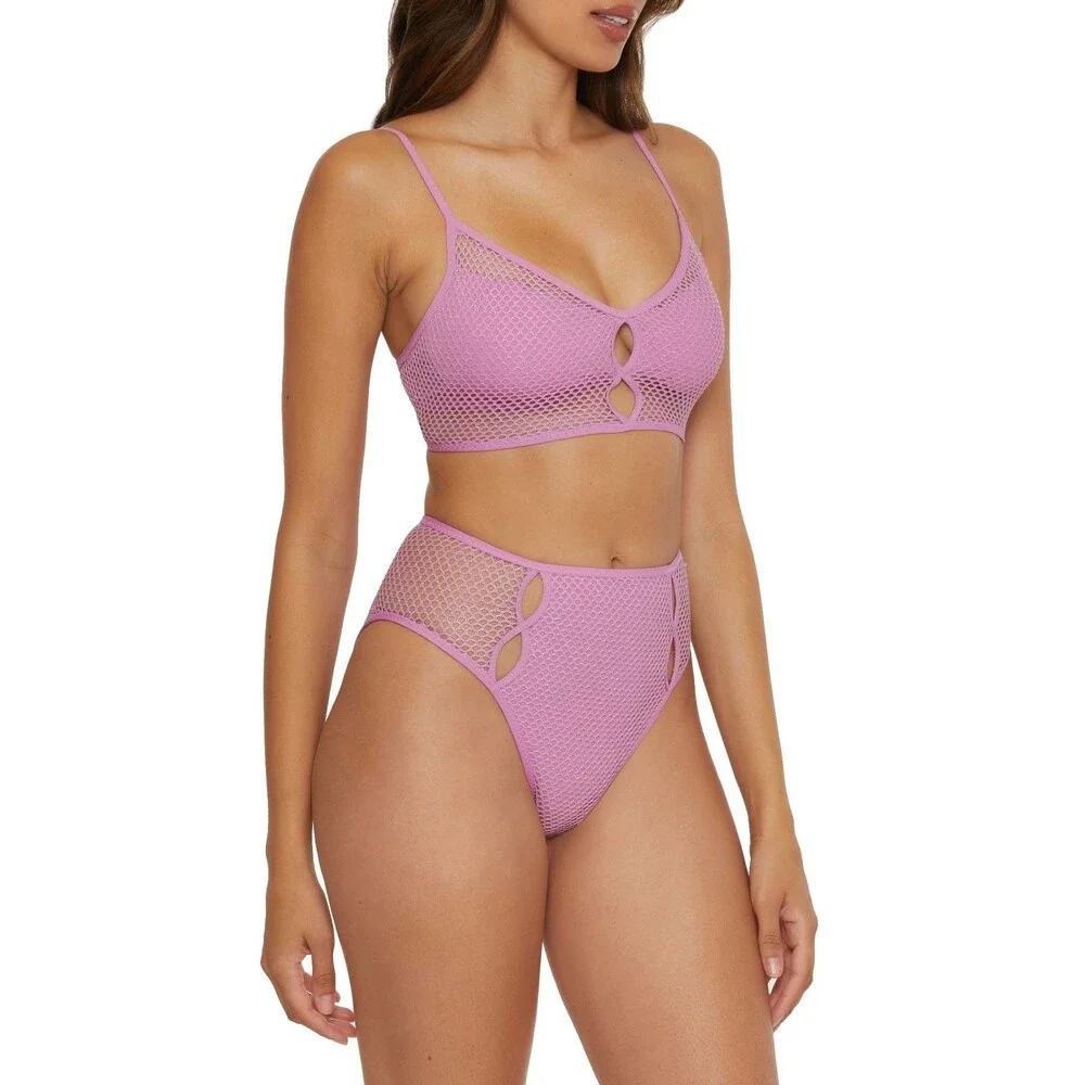 Becca Network Cami Bikini Top Women Small Malva Criss-Cross Tie Swimwear DSGL628 - Picture 9 of 12